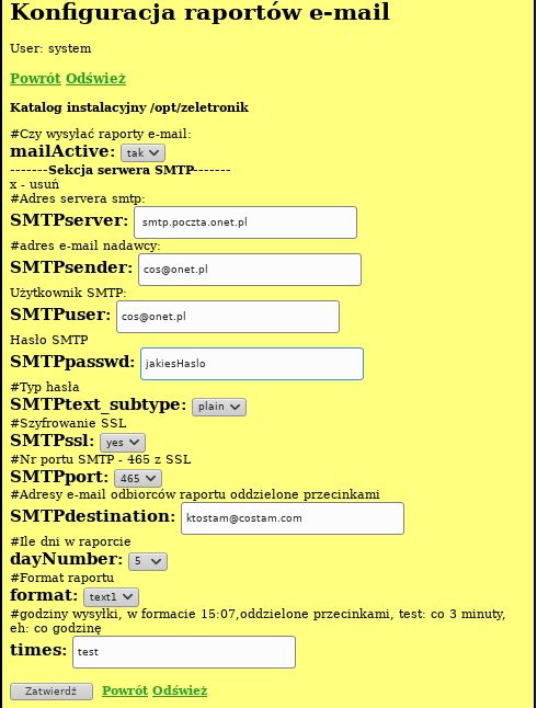 Licznik osób - konfiguracja e-mail