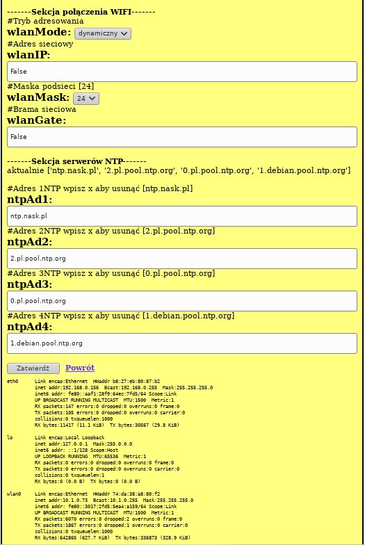 Konfiguracja IP i NTP licznika
            gości.