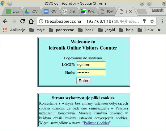 Logowanie
                do konfiguratora licznika klientów