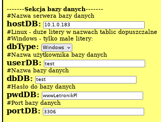Sekcja bazy danych licznika
            osób.